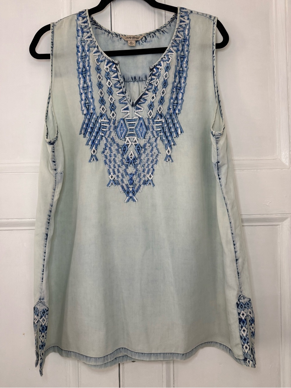 Lucky Brand Embroidered Boho Sleeveless Tunic - XL